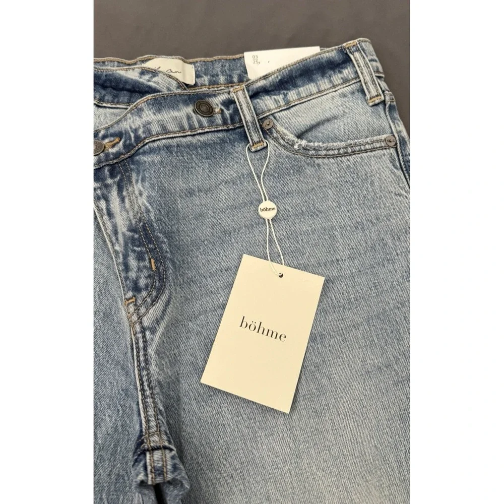KanCan Jeans Womens 3/25 Light Wash Crossover Wide Leg Distressed High Rise NEW! - Picture 2 of 14